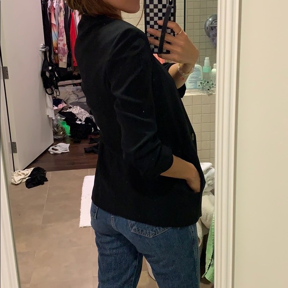 Zara collarless ruched slv blazer sz XS - Picture 3 of 3